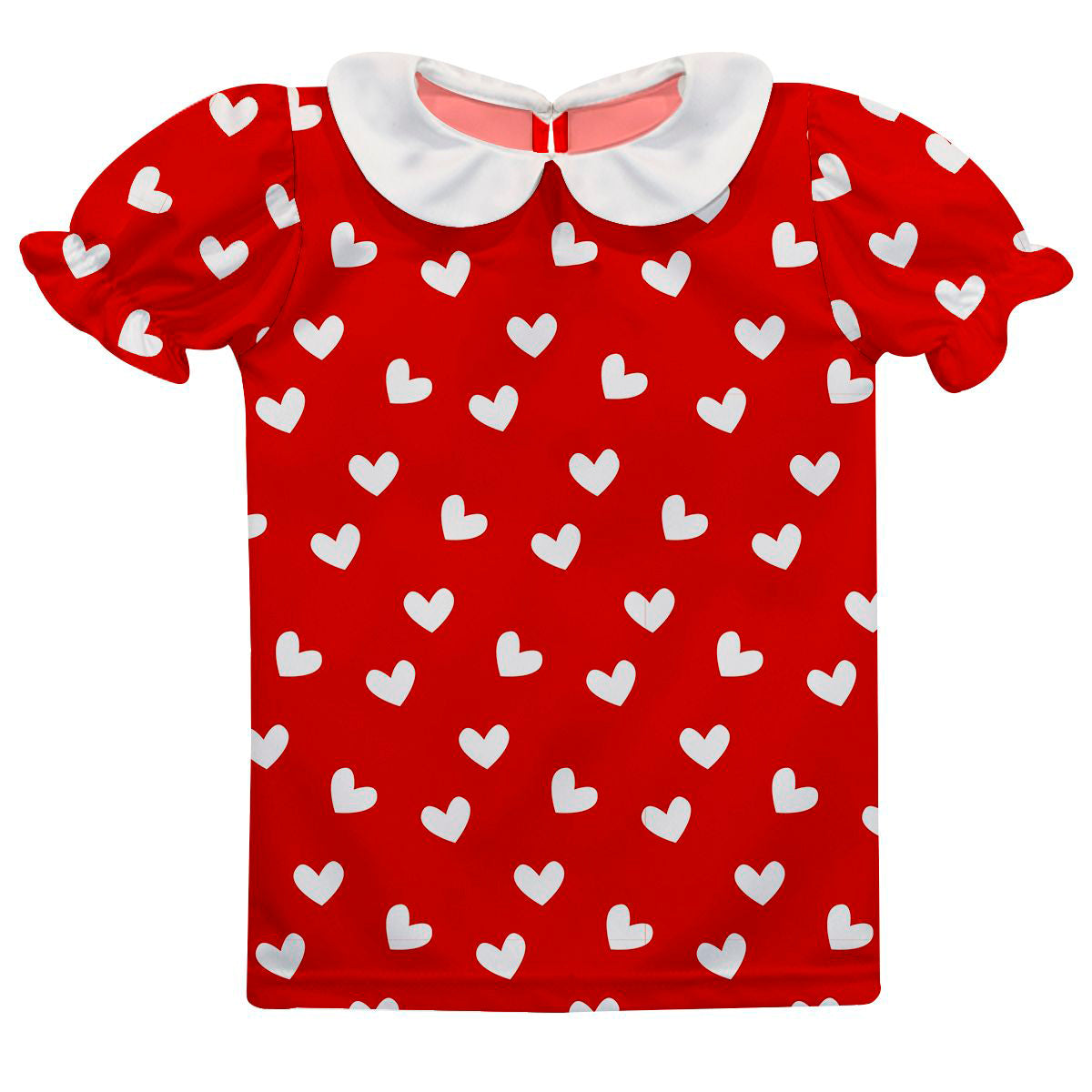 Hearts Print Monogram Red Short Sleeve Tee Shirt - Wimziy&Co.