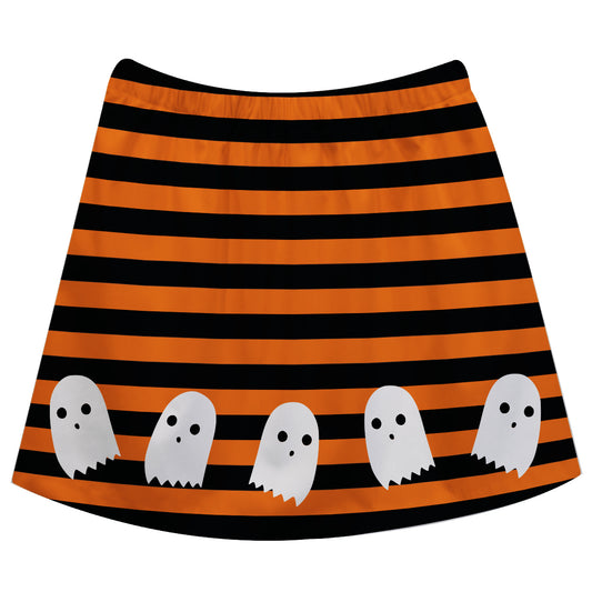 Ghosts Orange and Black Stripes Skirt