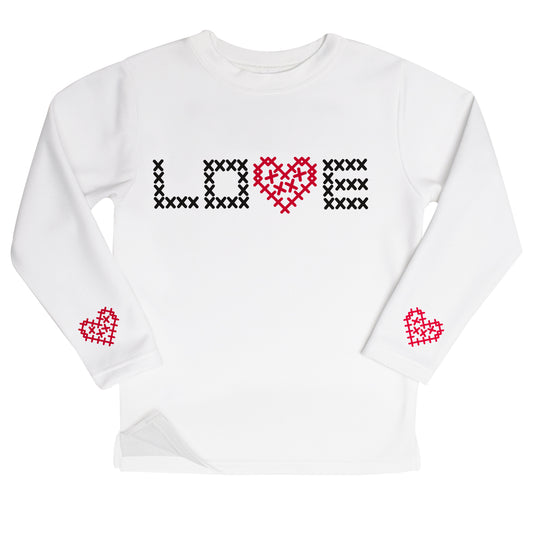 Love Hearts White Fleece Sweatshirt With Side Vents - Wimziy&Co.