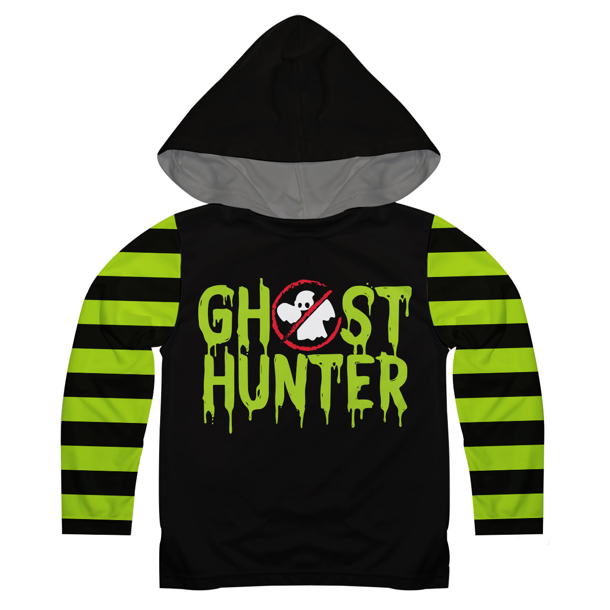 Ghost Hunter Black And Green Long Sleeve Hoodie Tee Shirt