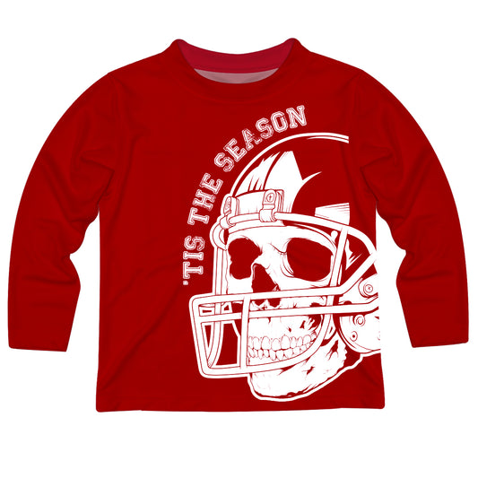 White Skull Helmet Season Name Red Boys TShirt Long Sleeve