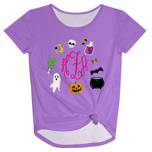 Halloween Personalized Monogram Purple Knot Top