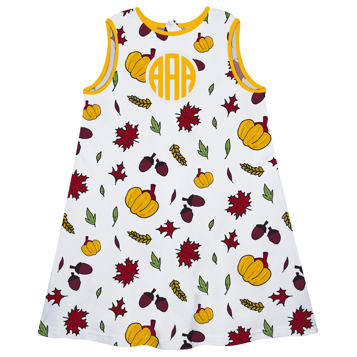 Girls white fall elements dress with monogram - Wimziy&Co.