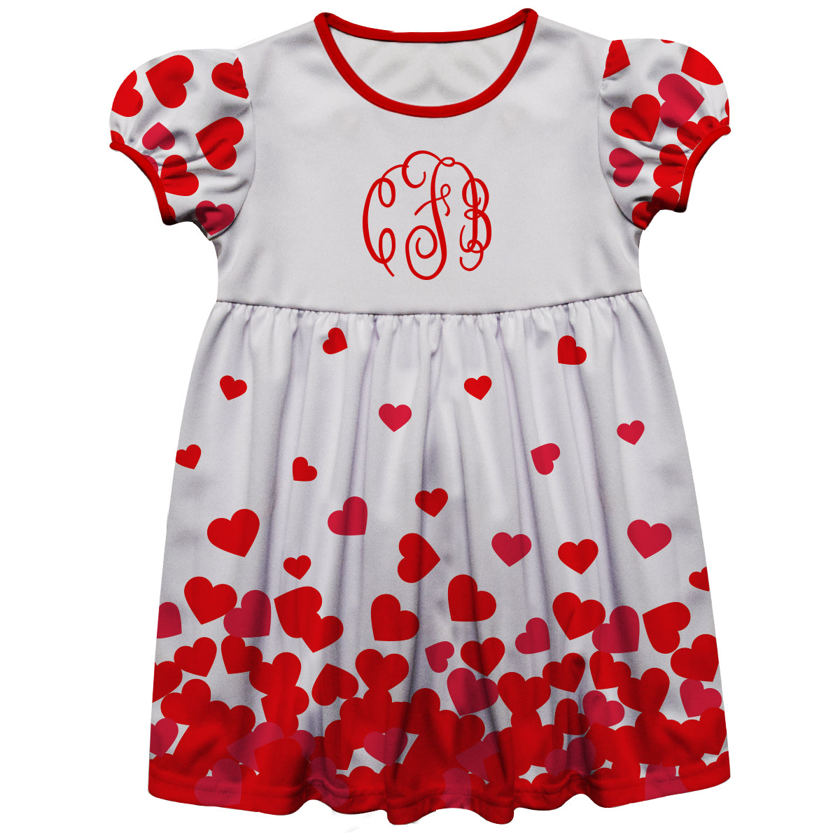 Hearts Monogram White Short Sleeve Epic Dress - Wimziy&Co.