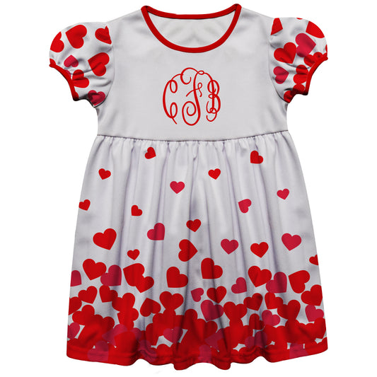 Hearts Monogram White Short Sleeve Epic Dress - Wimziy&Co.