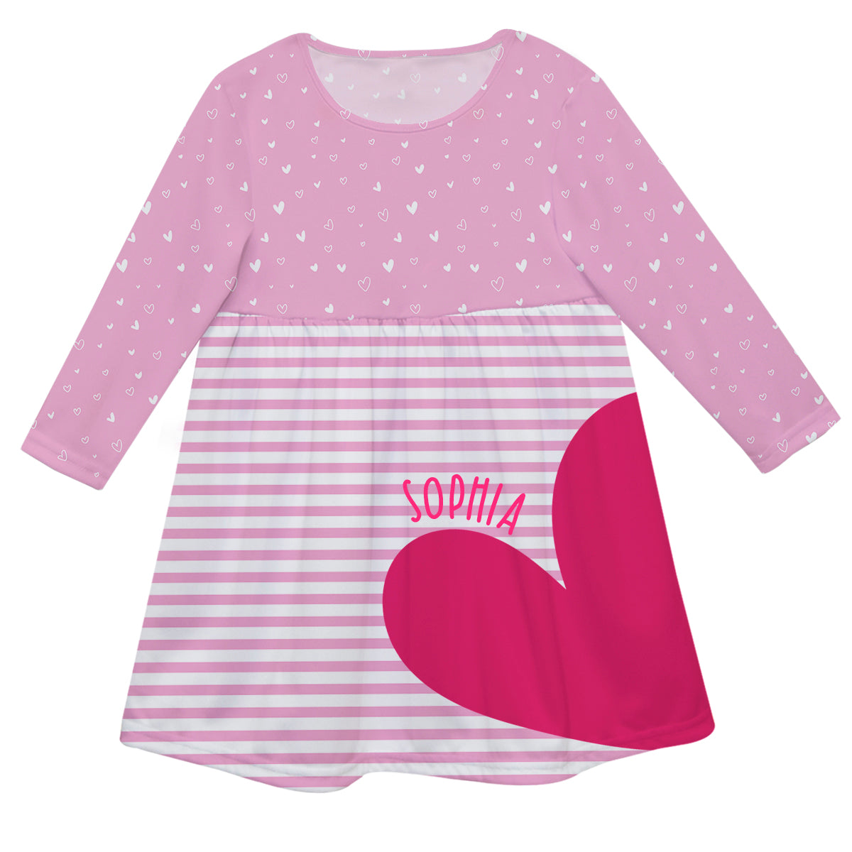 Heart Name Pink Long Sleeve Epic Dress - Wimziy&Co.