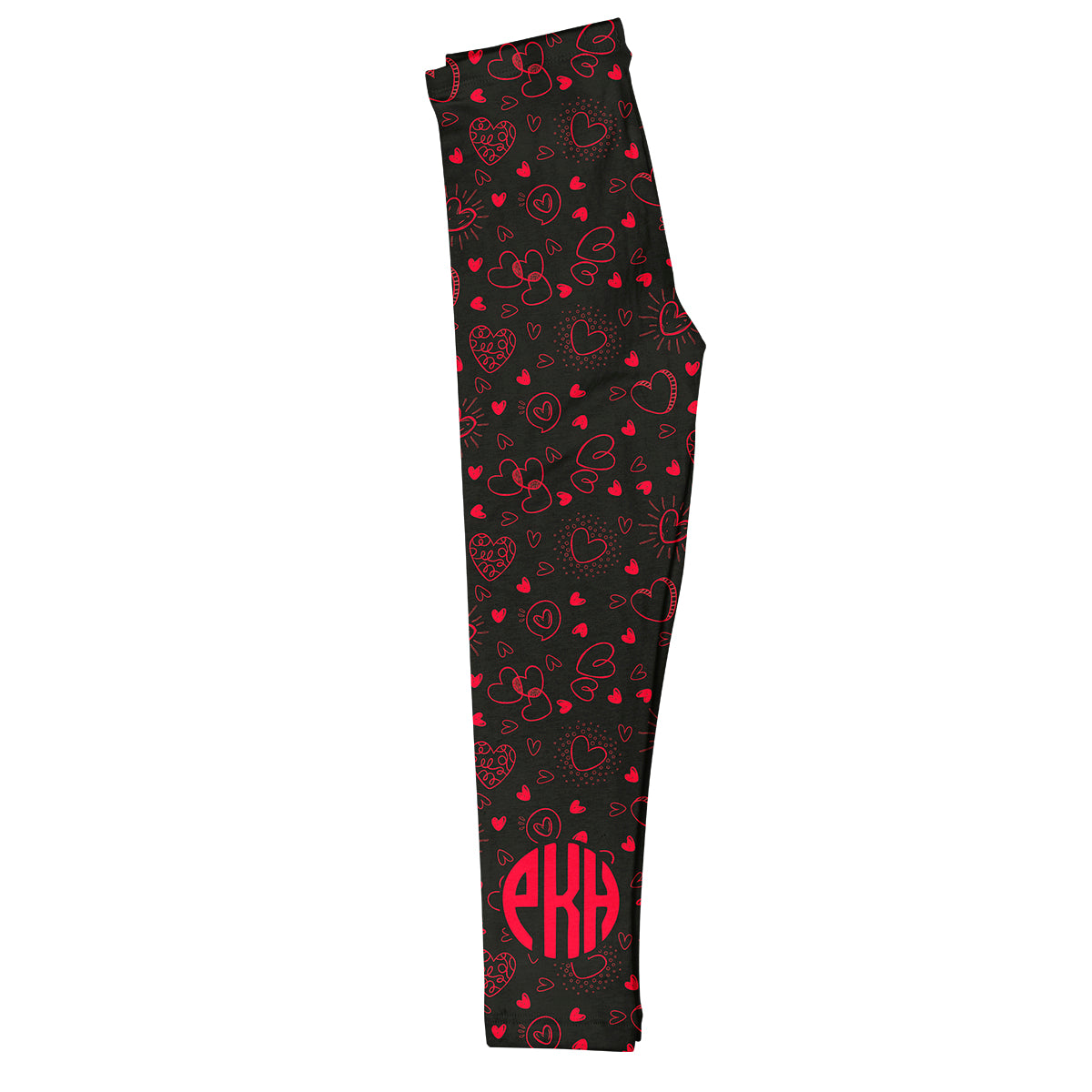 Hearts Print Monogram Black And Red Leggings - Wimziy&Co.