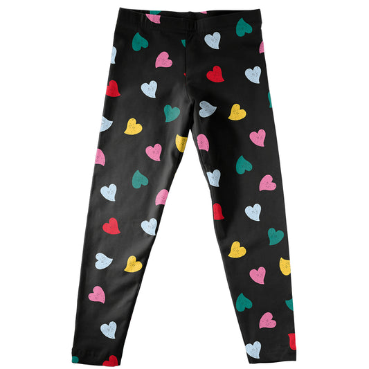 Hearts Print Black Leggings - Wimziy&Co.