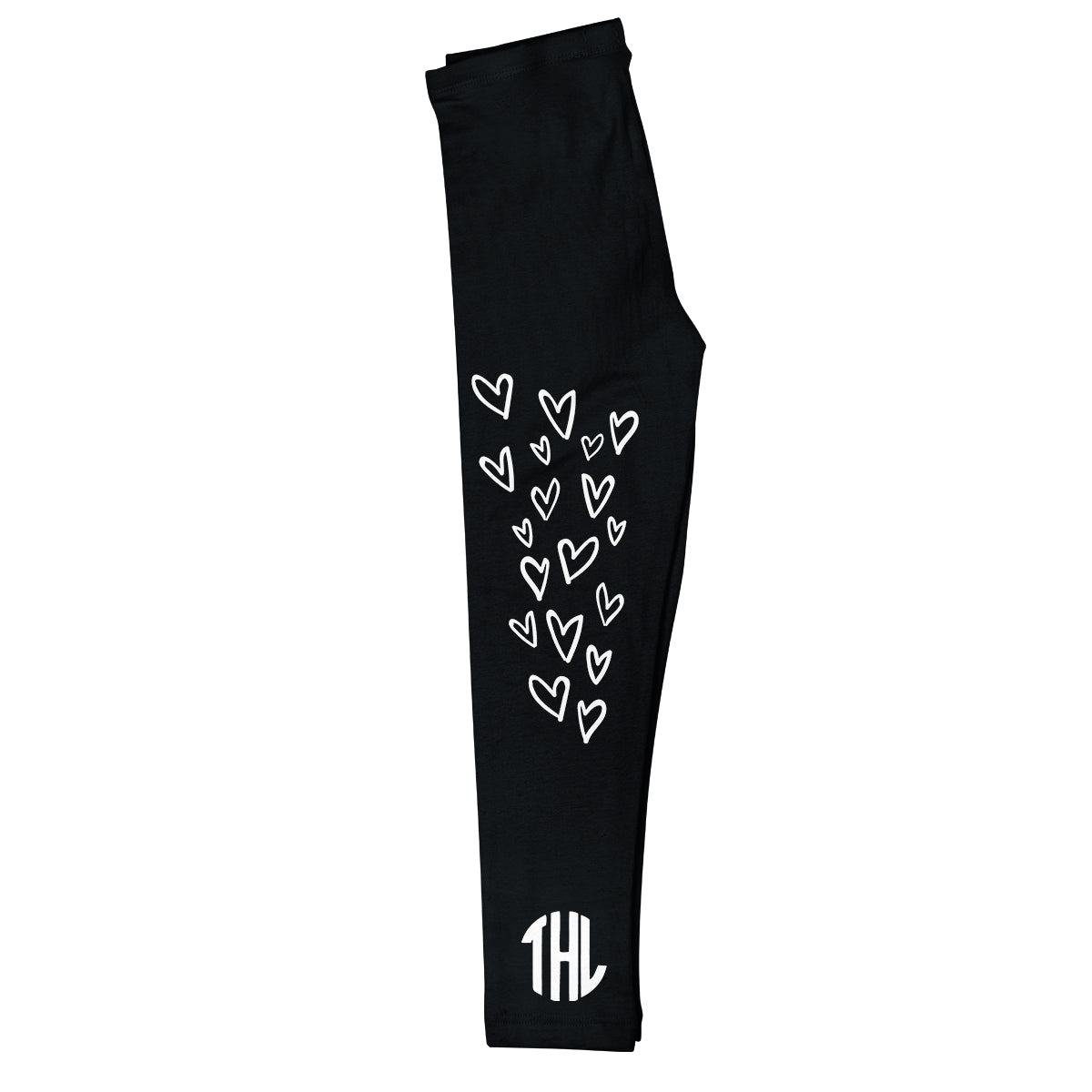 Hearts Monogram Black Leggings - Wimziy&Co.