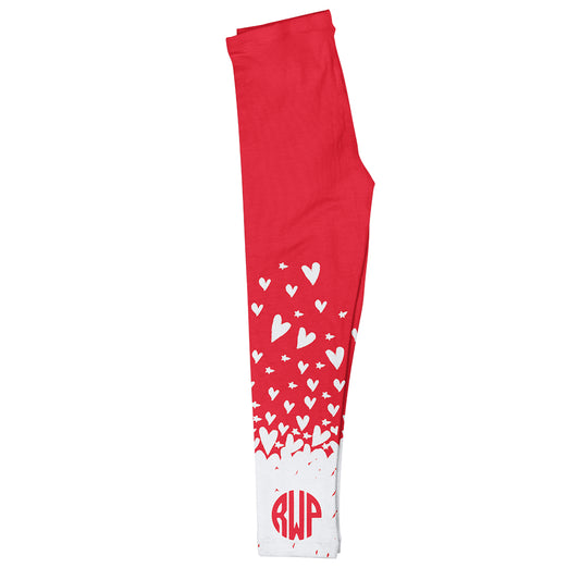 Hearts Monogram Red Leggings - Wimziy&Co.