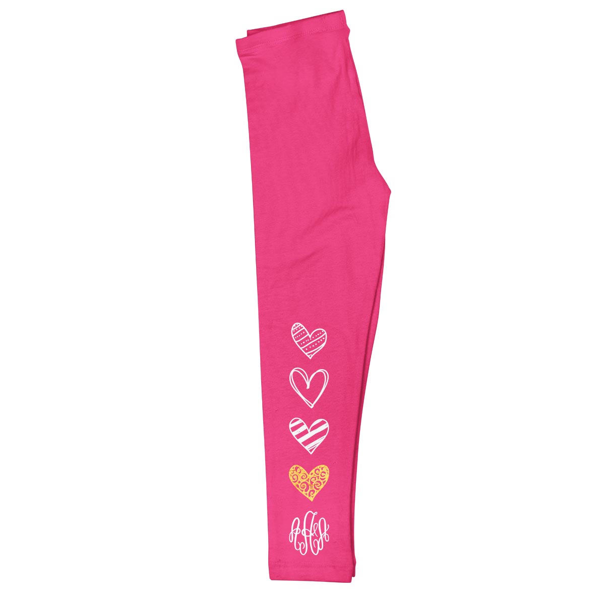 Hearts Stripe Monogram Hot Pink Leggings - Wimziy&Co.