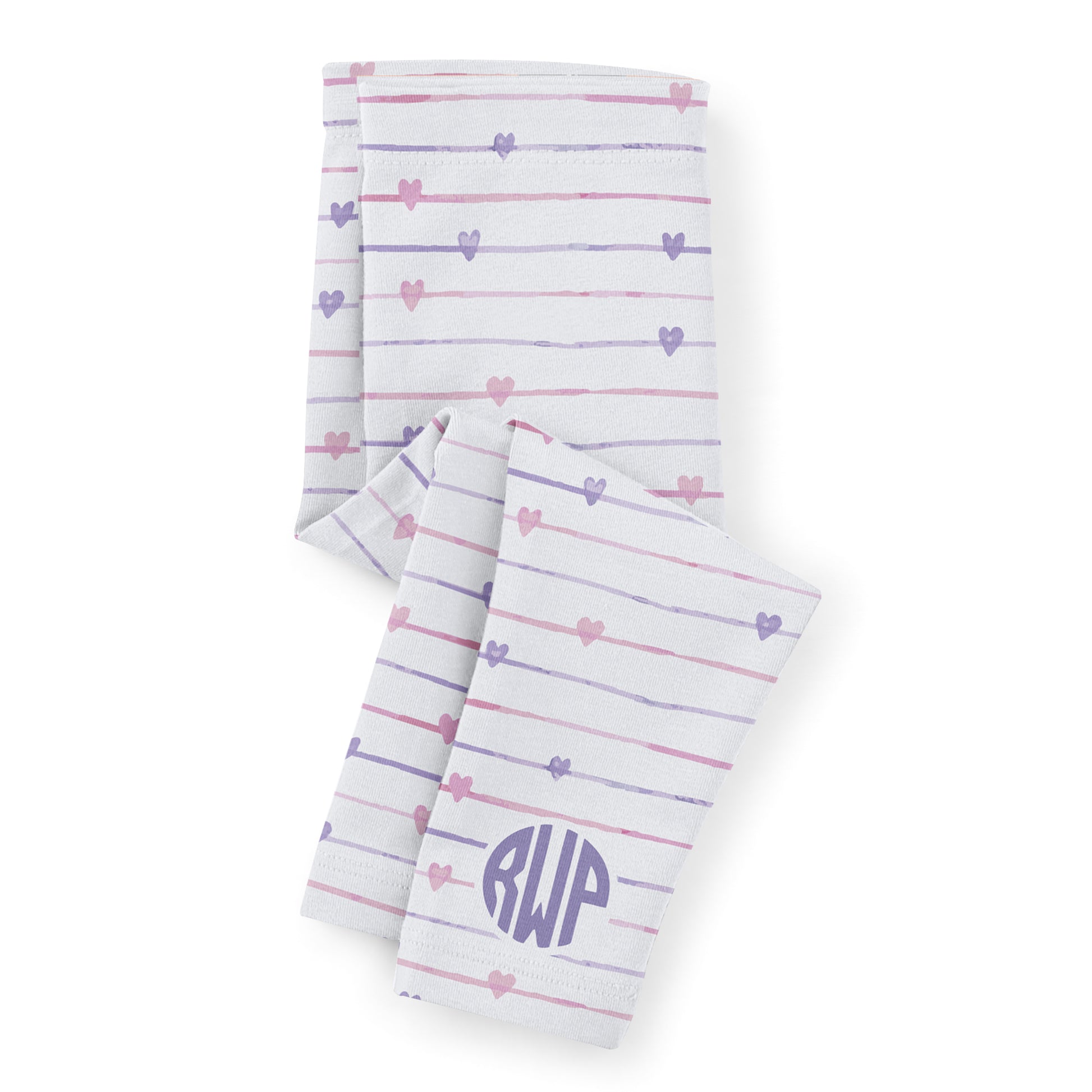 Heart Monogram White Stripes Leggings - Wimziy&Co.