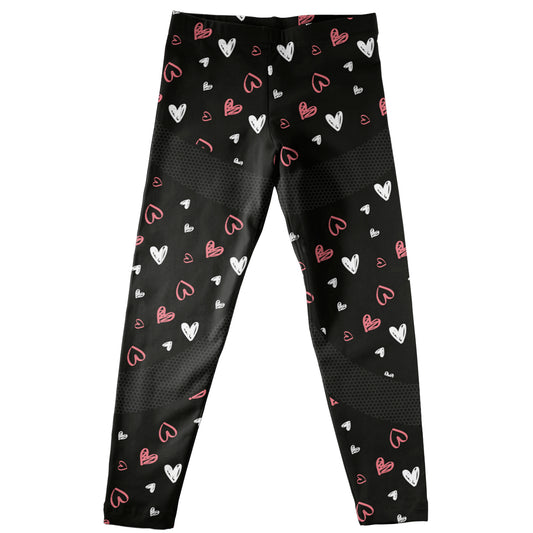 Hearts Print Black Leggings - Wimziy&Co.