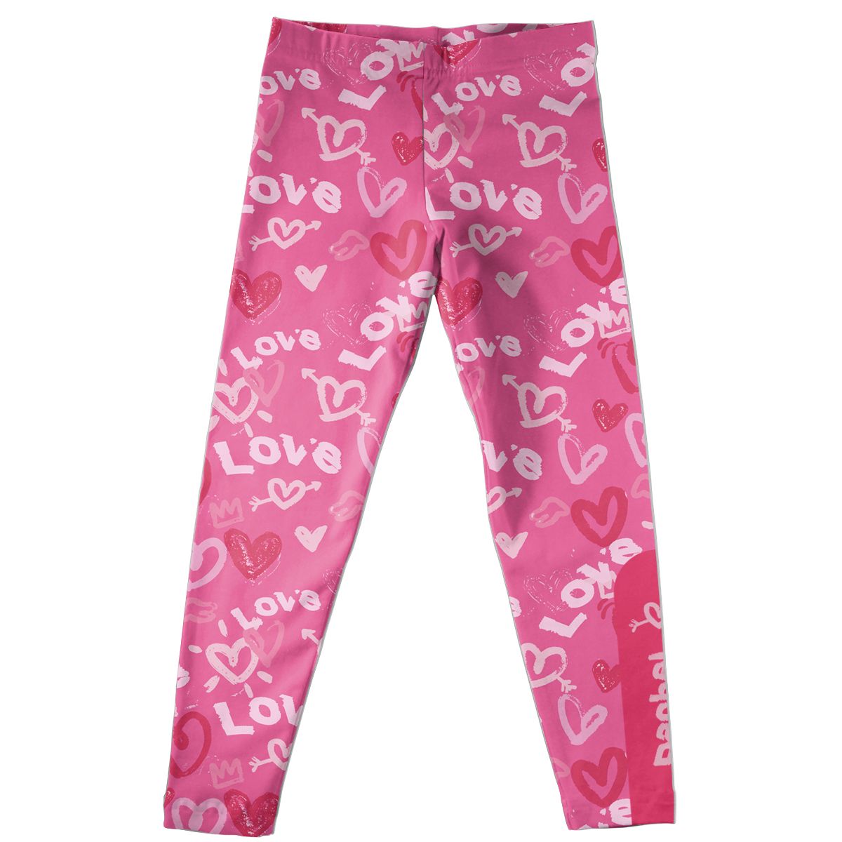 Hearts Print Name Pink Leggings - Wimziy&Co.