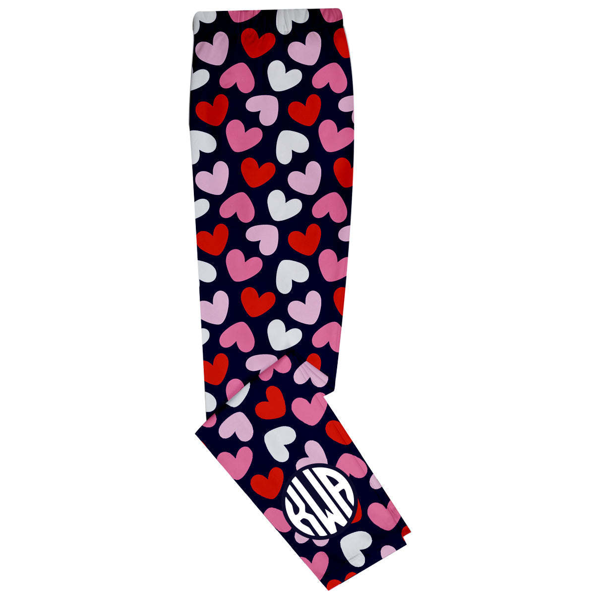 Hearts Print Monogram Navy Leggings - Wimziy&Co.