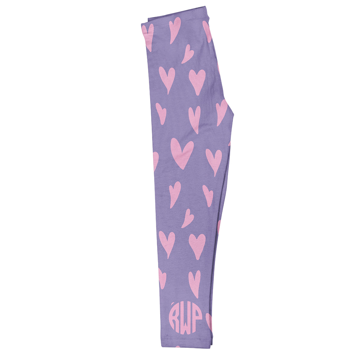 Hearts Print Monogram Purple Leggings - Wimziy&Co.