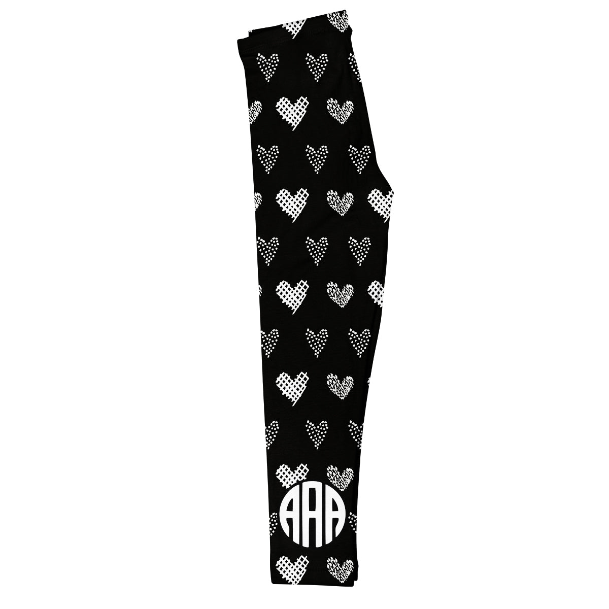 Hearts Print Monogram Black Leggings - Wimziy&Co.