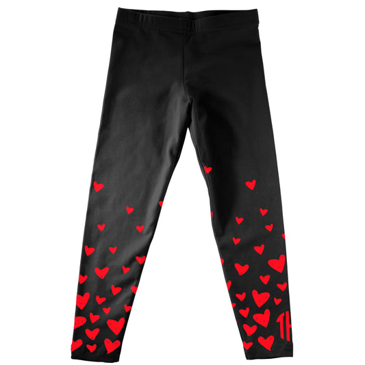 Hearts Print Monogram Black Leggings - Wimziy&Co.