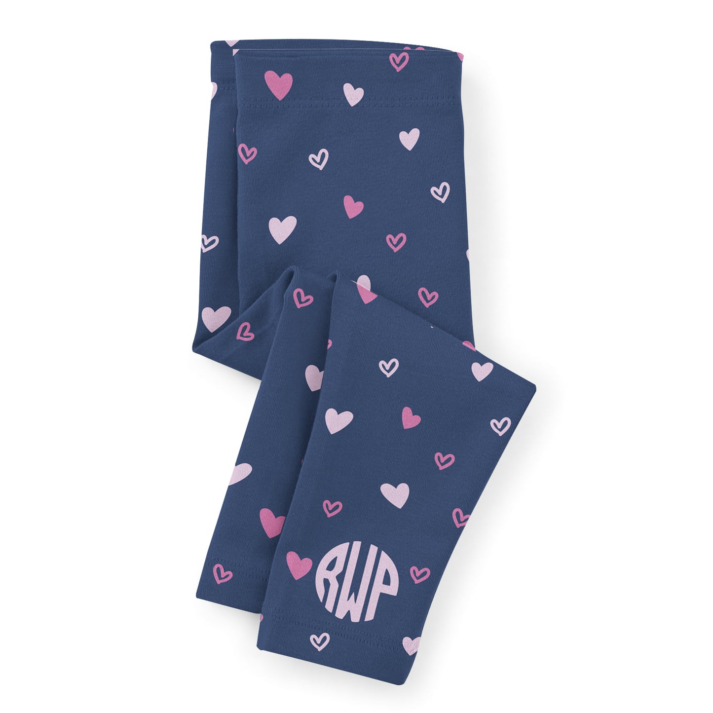 Heart Print Monogram Navy Leggings - Wimziy&Co.