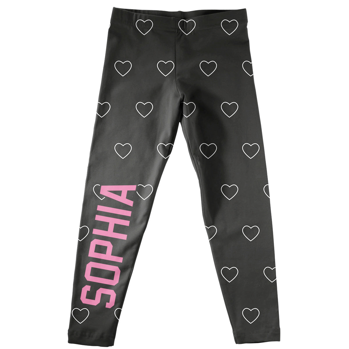 Hearts Print Name Black Leggings - Wimziy&Co.