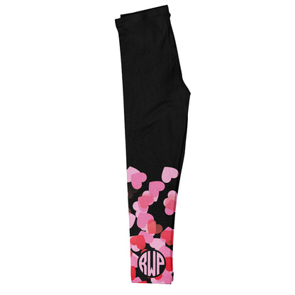 Hearts Monogram Black Leggings - Wimziy&Co.