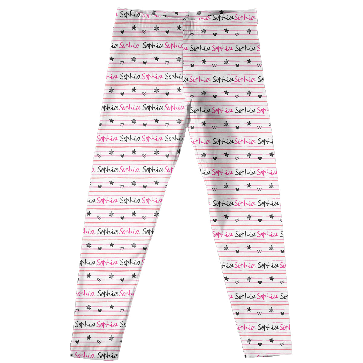 Hearts and Name Print White Leggings - Wimziy&Co.