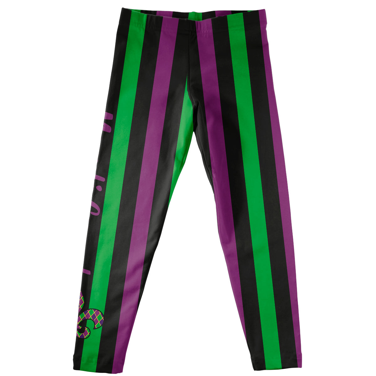 Mardi Gras Black Purple And Green Stripes Leggings - Wimziy&Co.