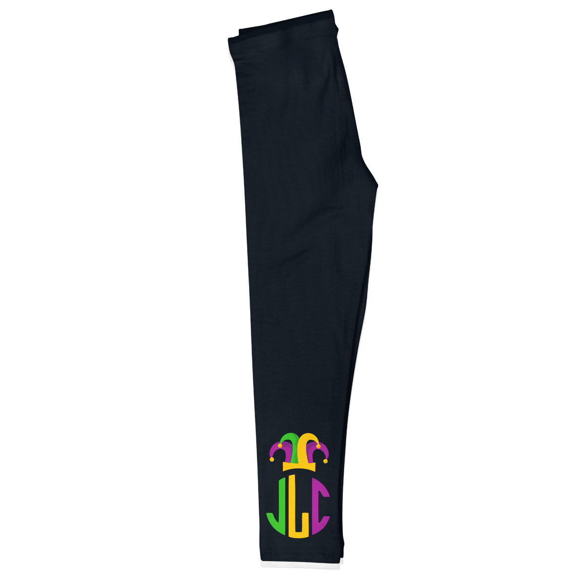 Mardi Gras Monogram Black Leggings - Wimziy&Co.