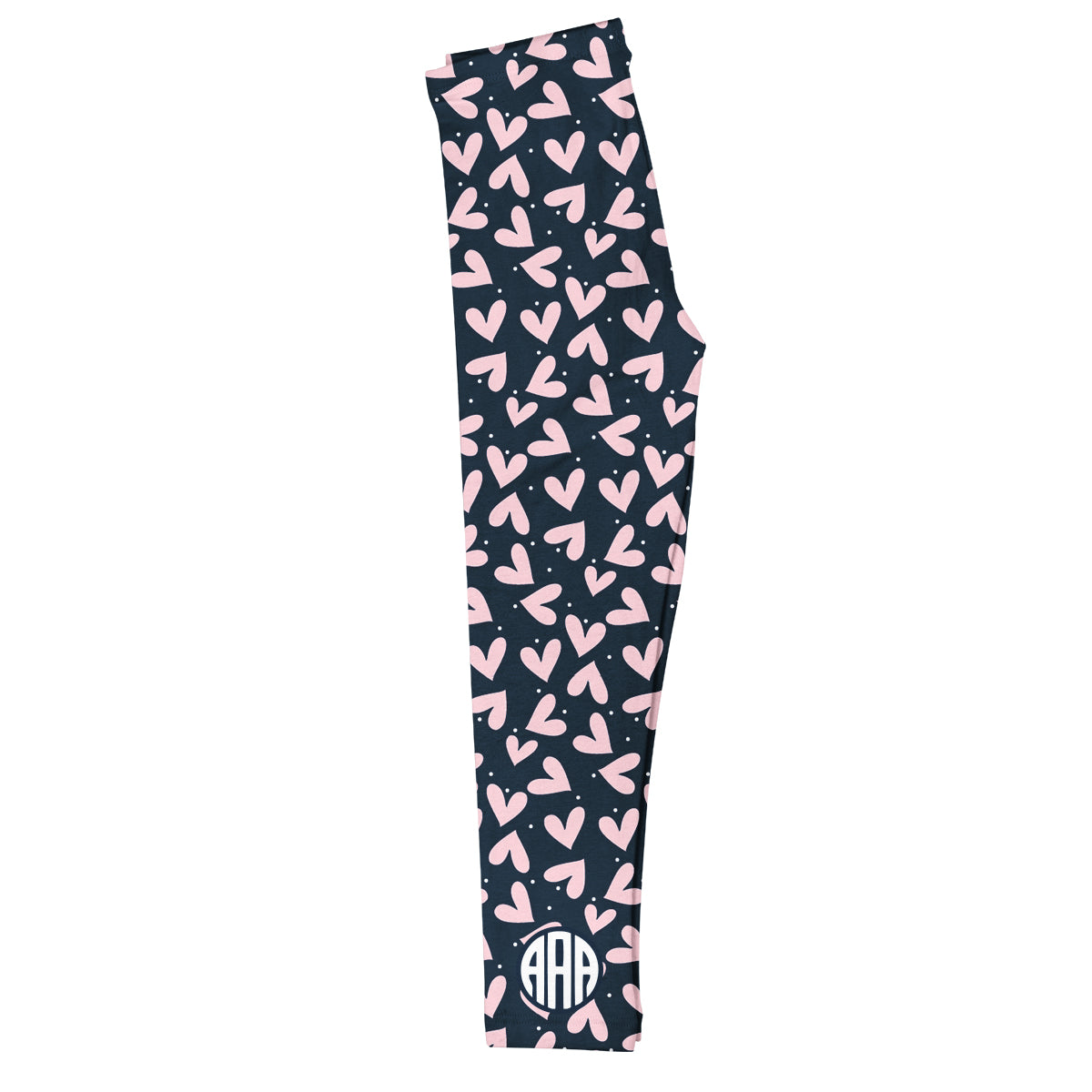 Hearts Print Monogram Navy Leggings - Wimziy&Co.