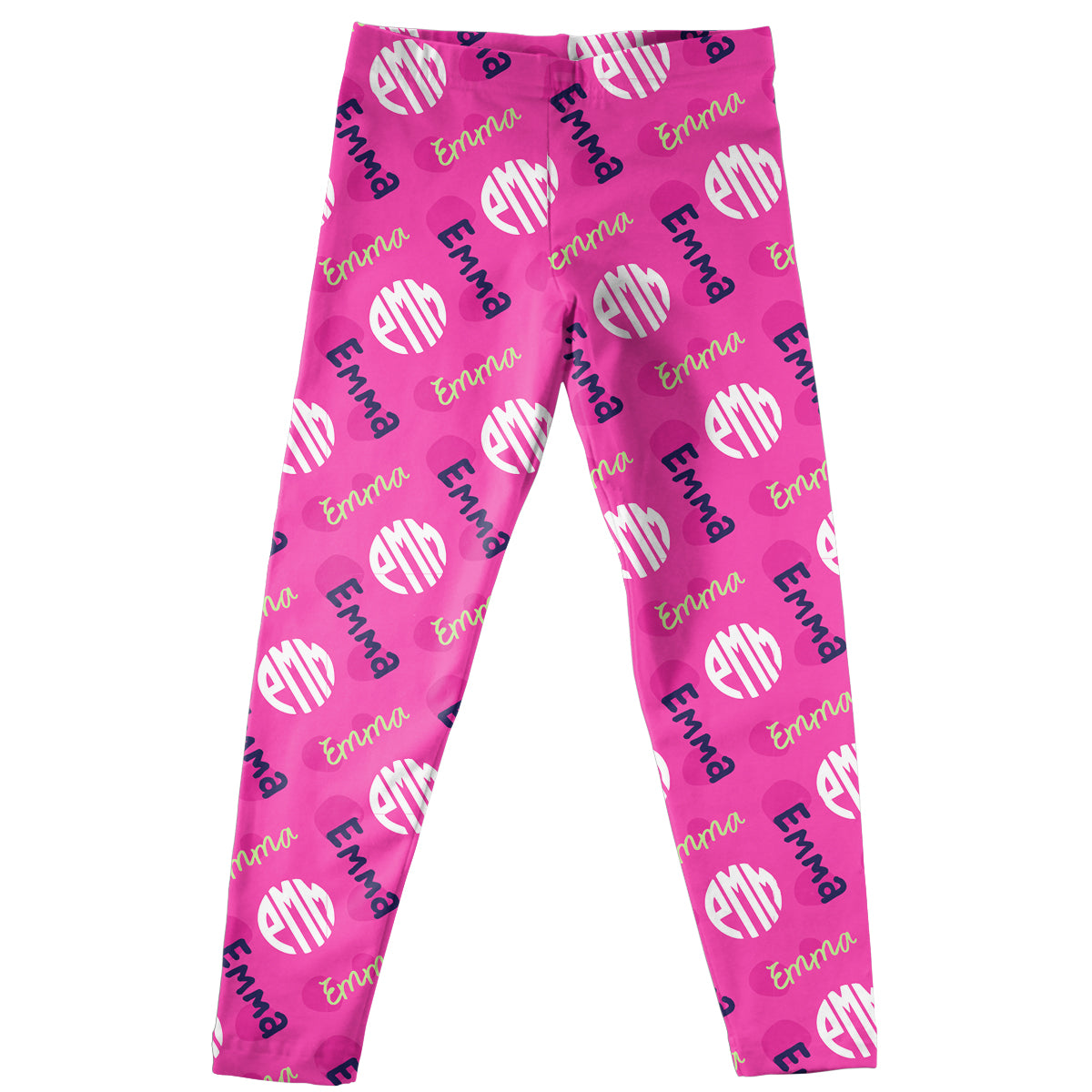 Monogram and Name Print Hot Pink Leggings - Wimziy&Co.