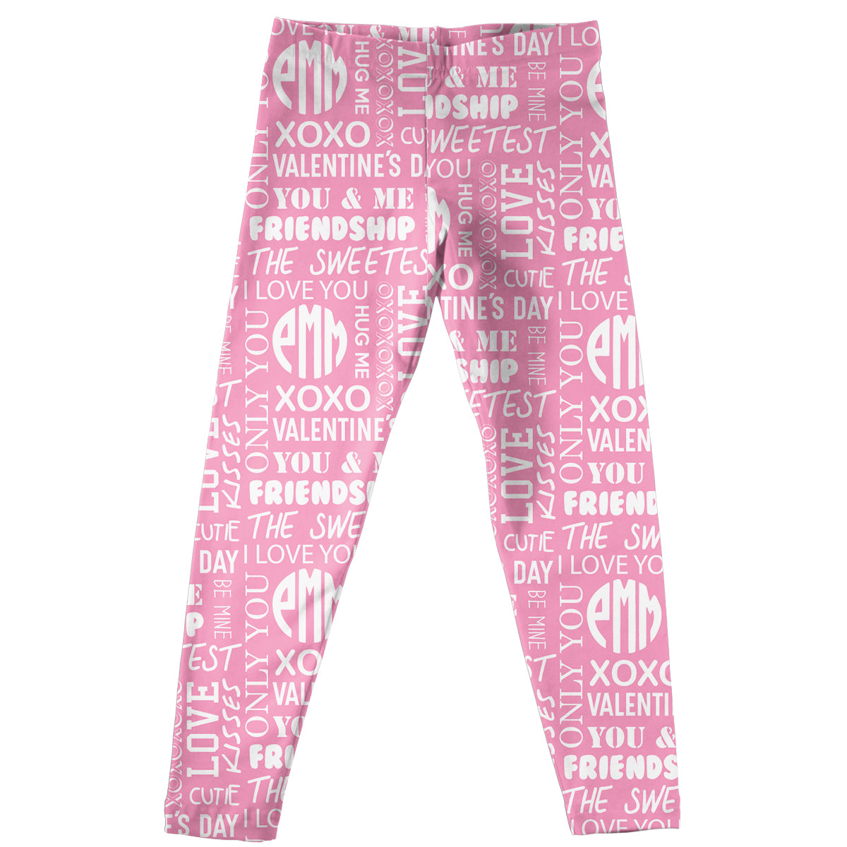 Valentines Monogram Print Pink Leggings - Wimziy&Co.