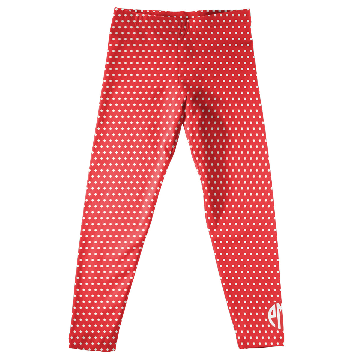 Polkadots Print Monogram Red Leggings - Wimziy&Co.