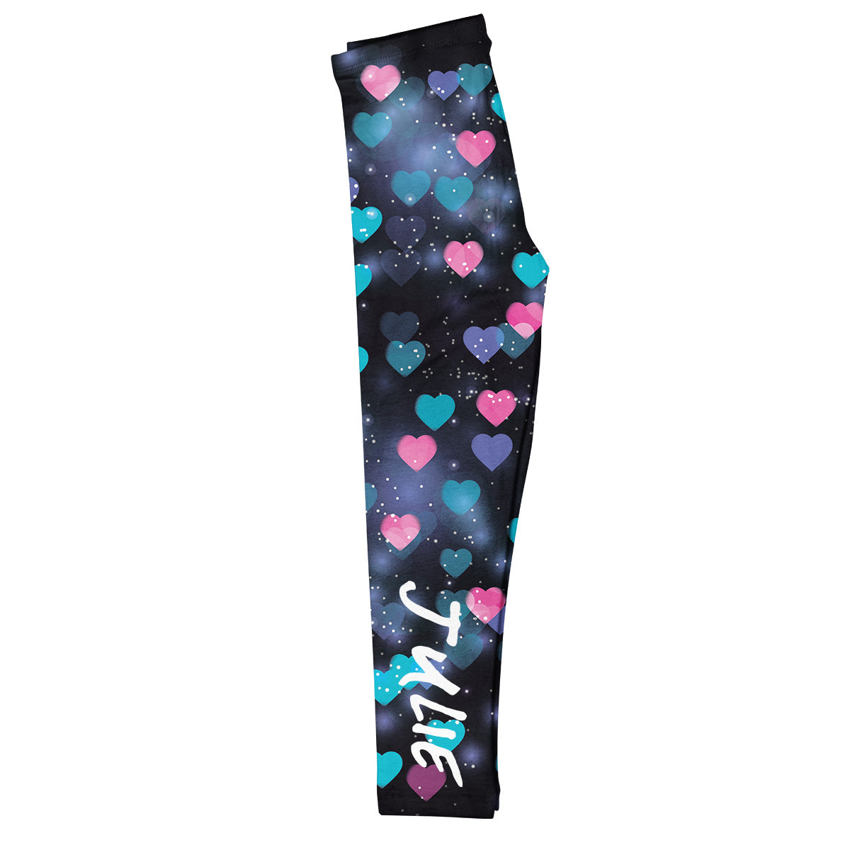 Hearts Print Name Black Leggings - Wimziy&Co.