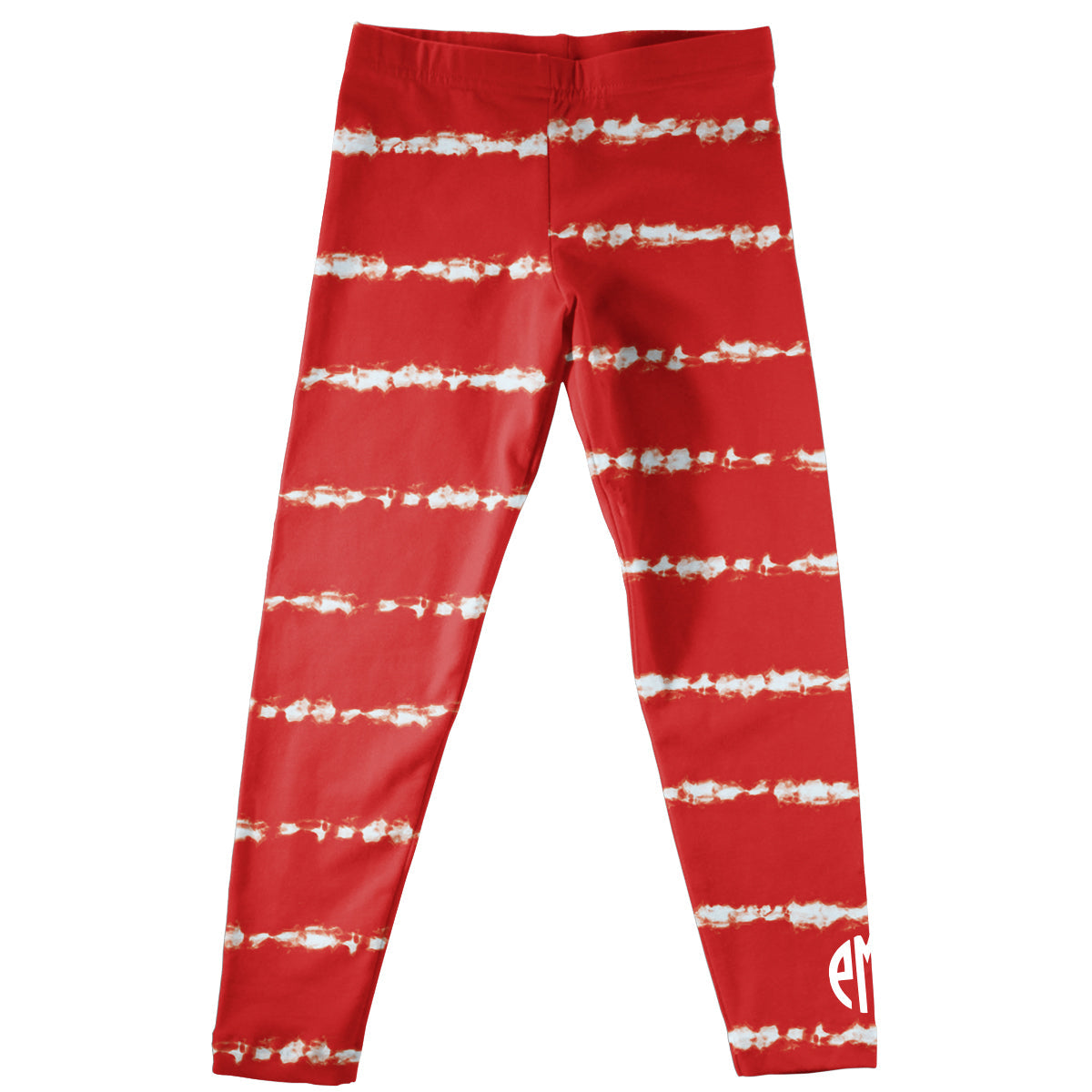 Monogram White and Red Stripes Tie Dye Leggings - Wimziy&Co.