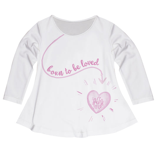 Born To Be Loved Monogram White Long Sleeve Laurie Top - Wimziy&Co.