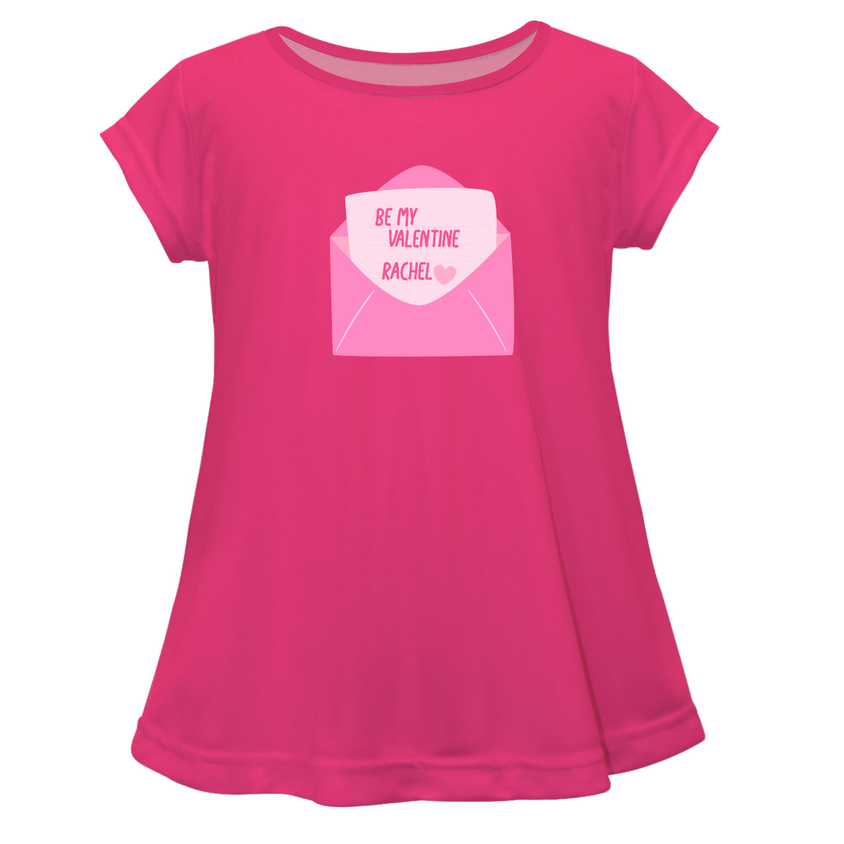 Be My Valentine Name Hot Pink Short Sleeve Laurie Top - Wimziy&Co.