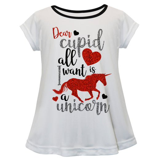 Dear Cupid All Love I Want Is A Unicorn White Short Sleeve Laurie Top - Wimziy&Co.