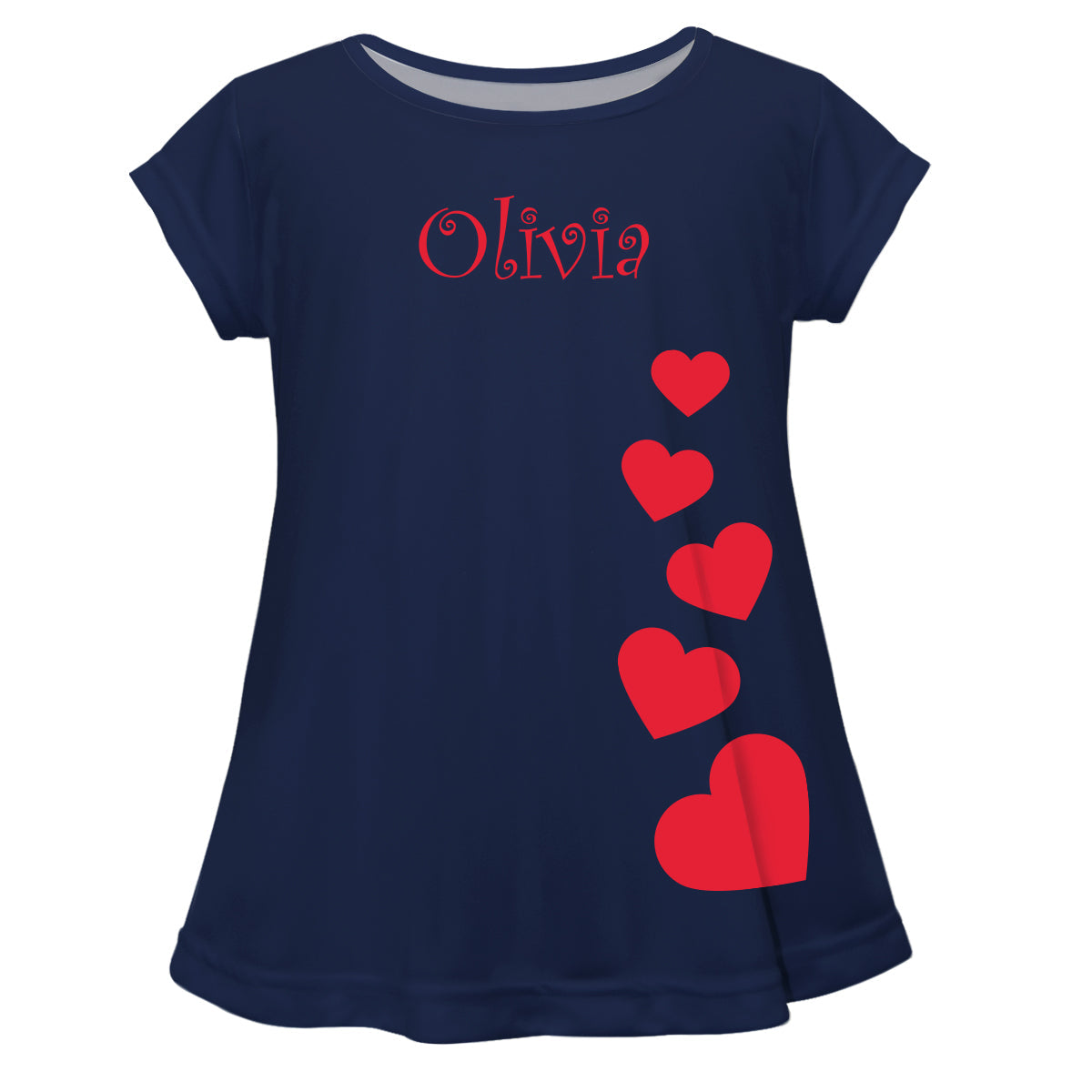 Hearts Name Navy Short Sleeve Laurie Top - Wimziy&Co.