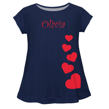 Hearts Name Navy Short Sleeve Laurie Top - Wimziy&Co.