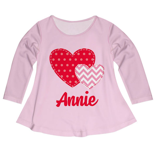 Hearts Name Light Pink Long Sleeve Laurie Top - Wimziy&Co.