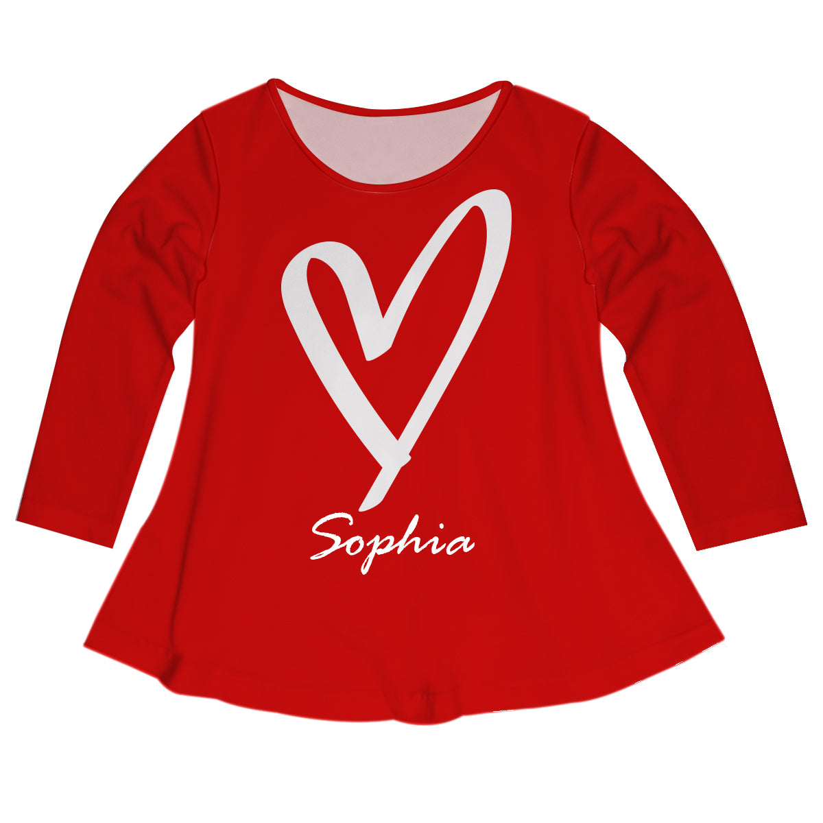 Heart Name Red Long Sleeve Laurie Top - Wimziy&Co.