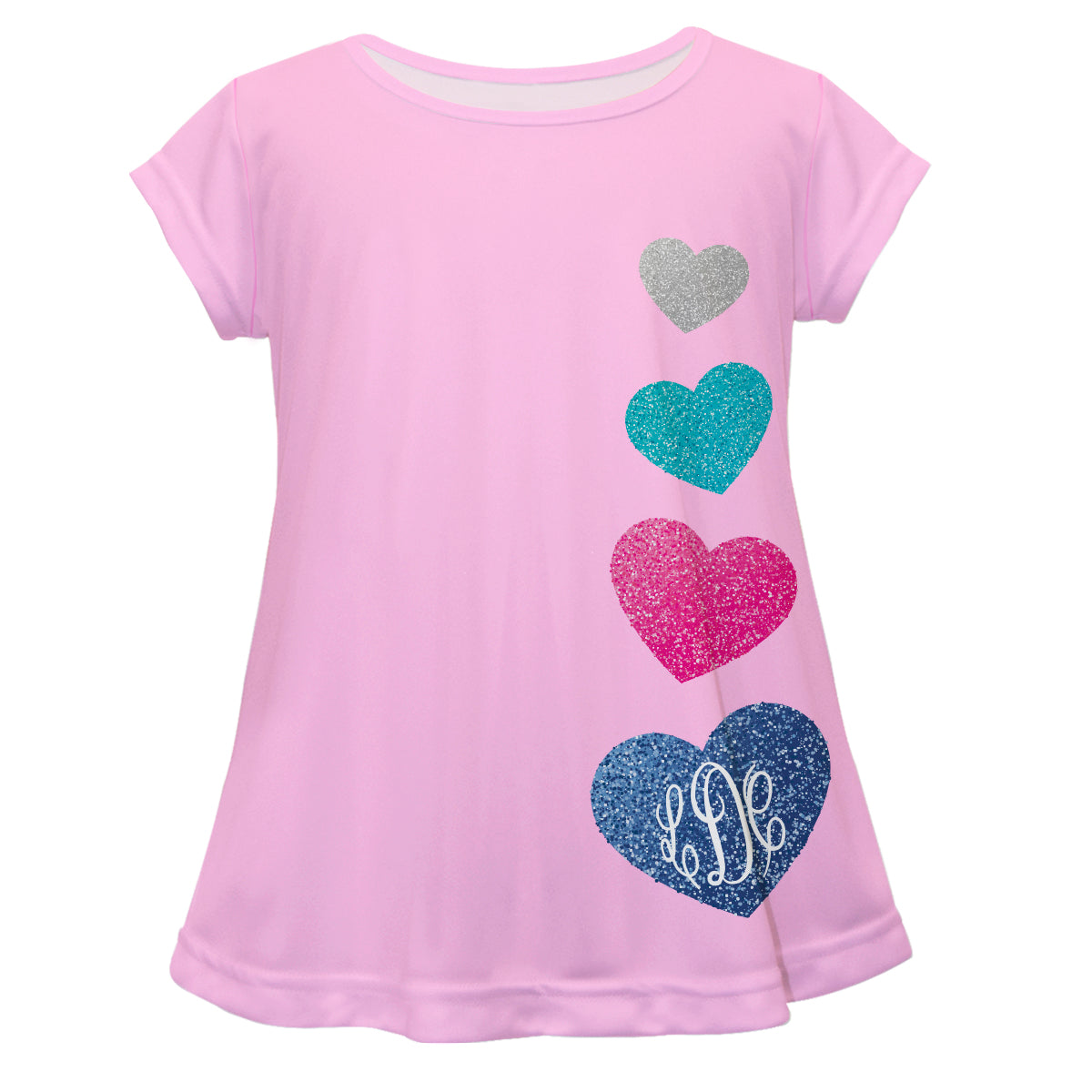 Hearts Monogram Pink Short Sleeve Laurie Top - Wimziy&Co.