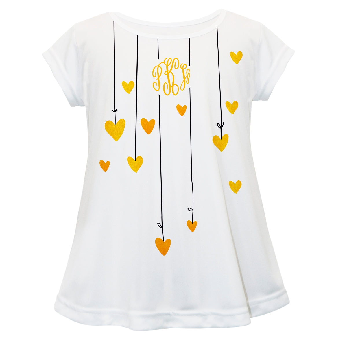 Hearts Monogram White Short Sleeve Laurie Top - Wimziy&Co.