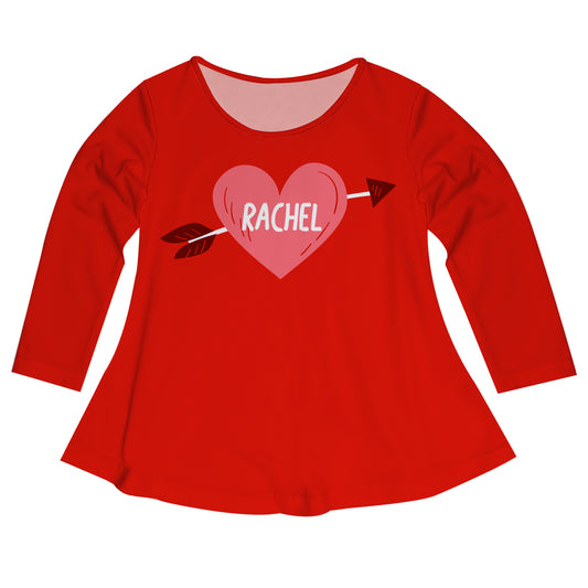 Heart Name Red Long Sleeve Laurie Top - Wimziy&Co.