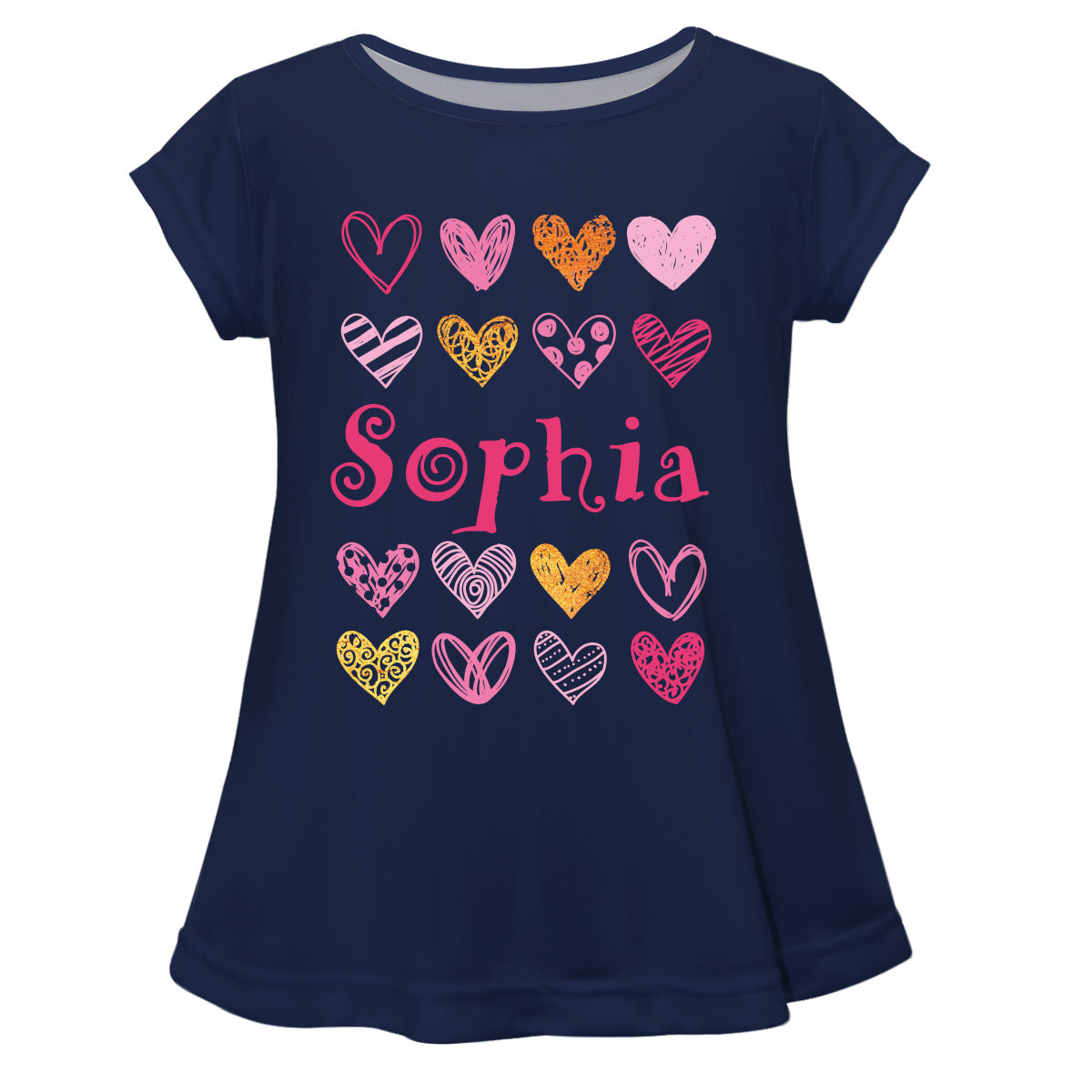 Hearts Name Navy Short Sleeve Laurie Top - Wimziy&Co.