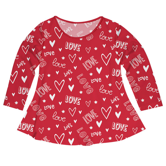 Love Print Red Long Sleeve Laurie Top - Wimziy&Co.