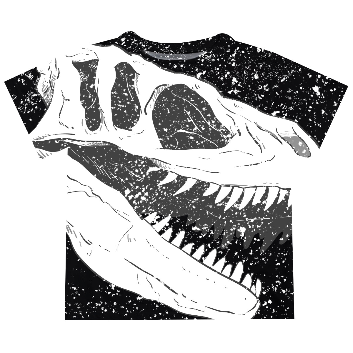 Dinosaur Skull Black Short Sleeve Boys Tee Shirt