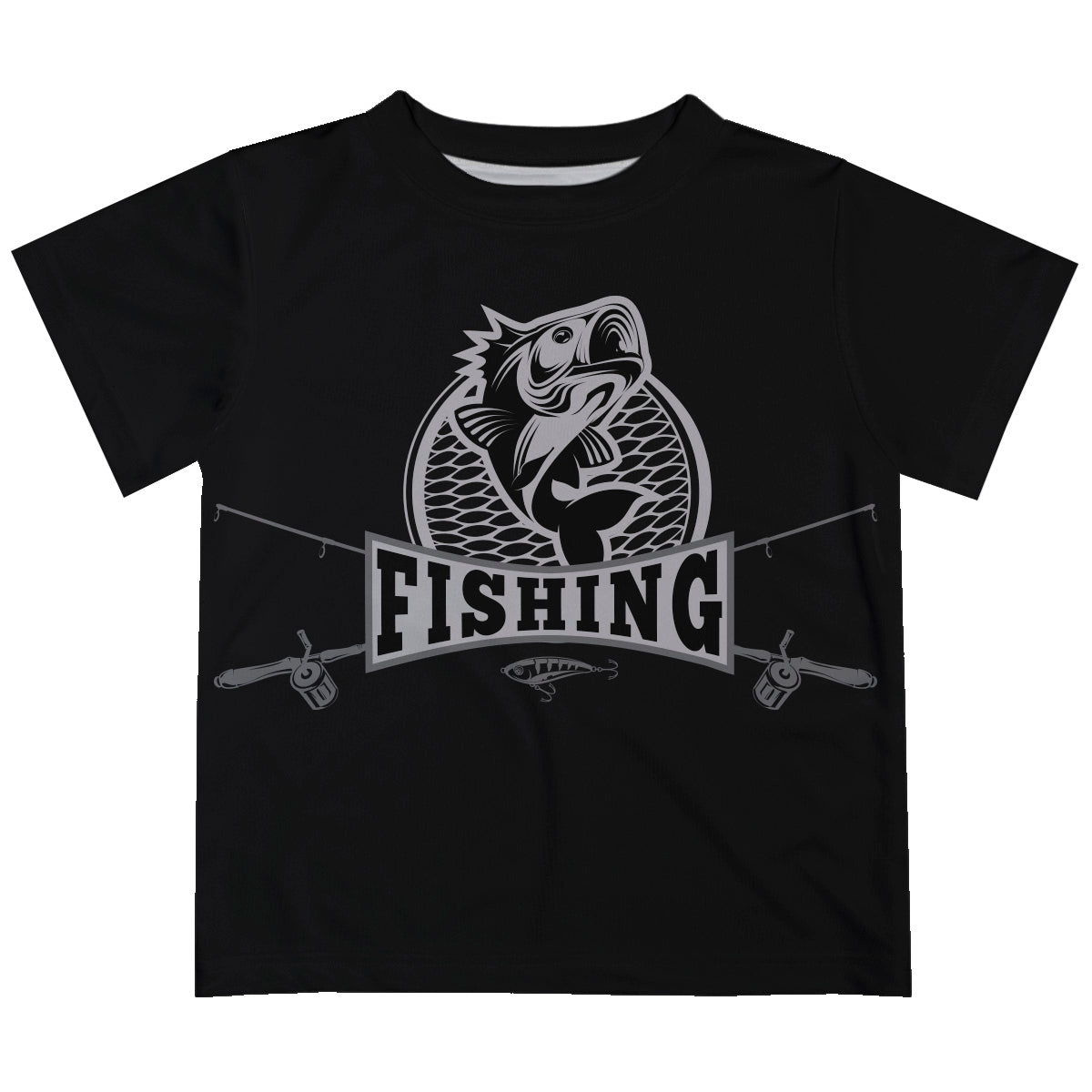 Boys black and grey fishing short sleeve tee shirt – Wimziy&Co.