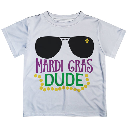 Mardi Gras Dude White Short Sleeve Tee Shirt - Wimziy&Co.