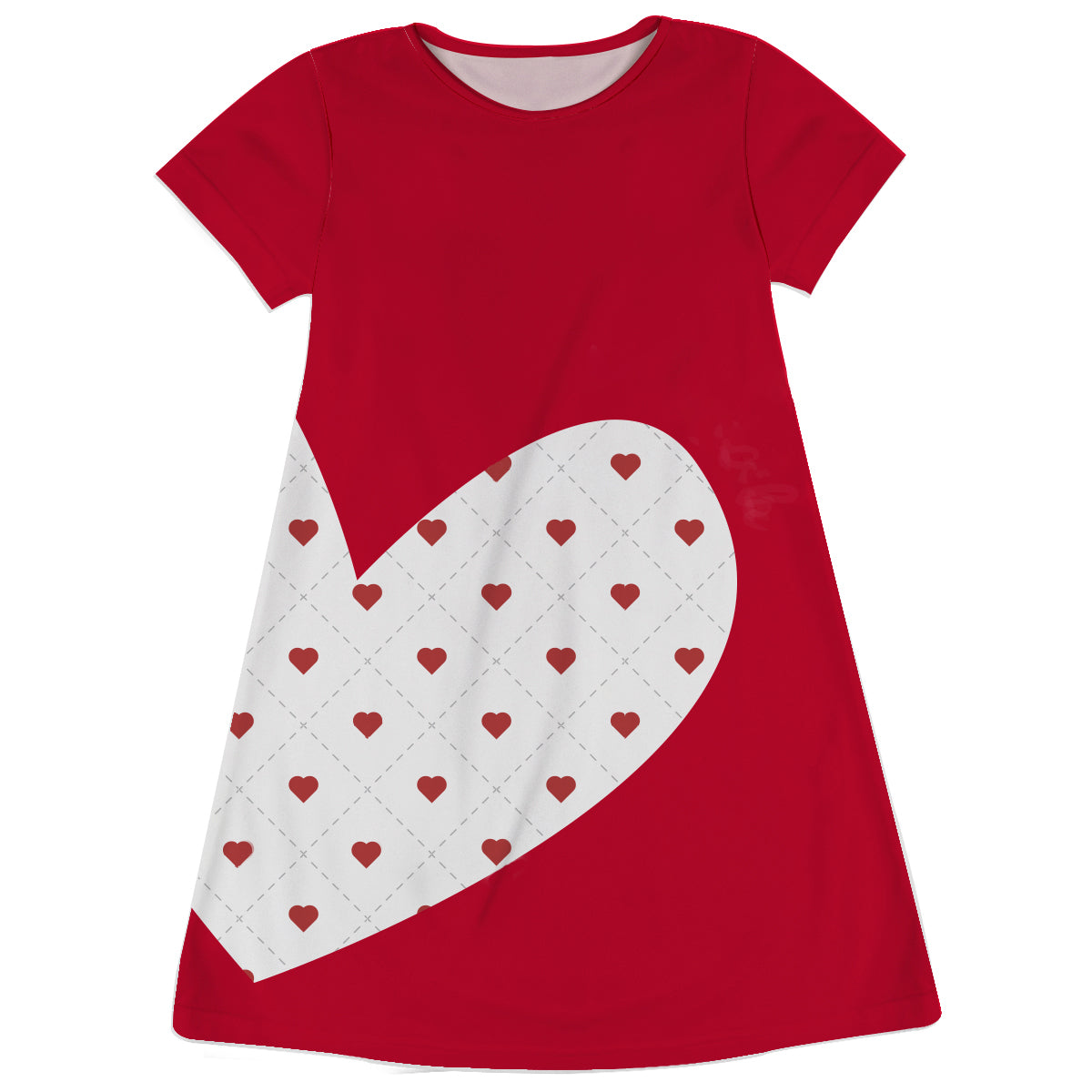 Heart Name Red Short Sleeve A Line Dress - Wimziy&Co.